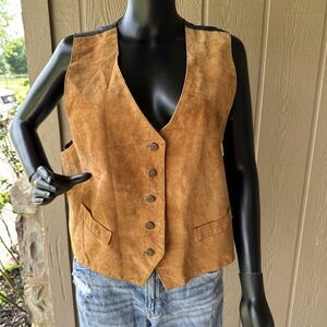 Arizona Vintage Suede Leather Vest Mens Large Brown Western Ranch Hipster‎